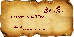 Csipán Réka névjegykártya